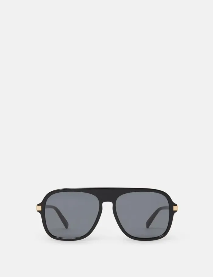 Women StraightEdge Sunglasses Glossy Black And Gold Stella McCartney Sunglasses