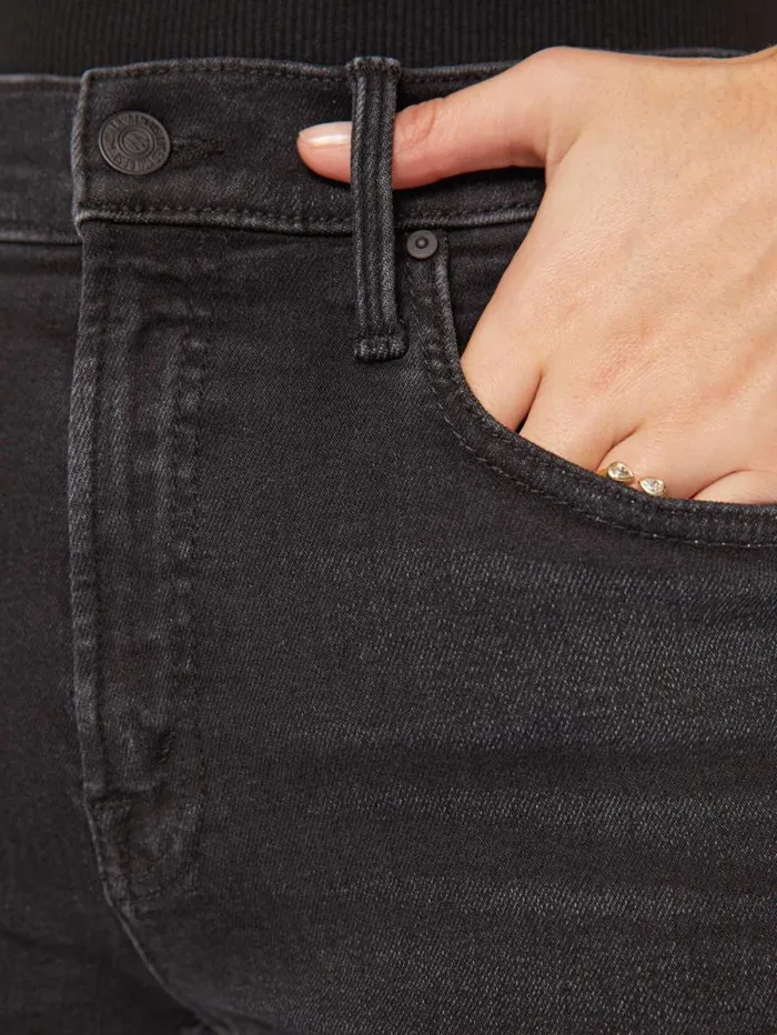 Women Straight Mother Denim The Smarty Pants Hover Black