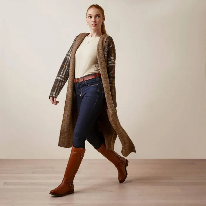 Women Sweaters and Cardigans Ariat Saratoga Cardigan Mole Plaid
