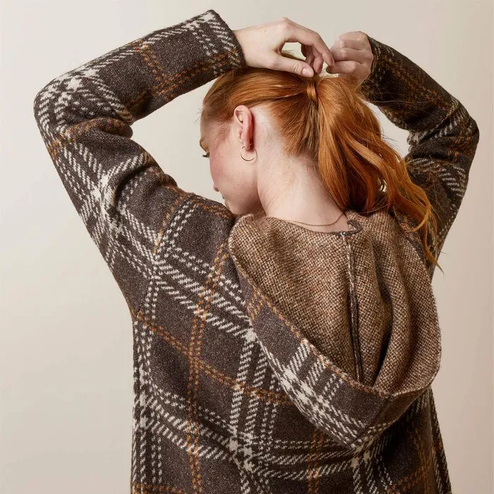 Women Sweaters and Cardigans Ariat Saratoga Cardigan Mole Plaid