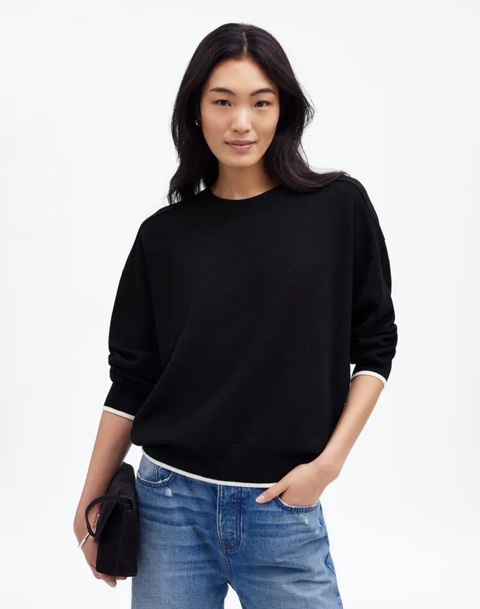 Women Sweaters Madewell Merino Wool Pullover Sweater True Black Combo