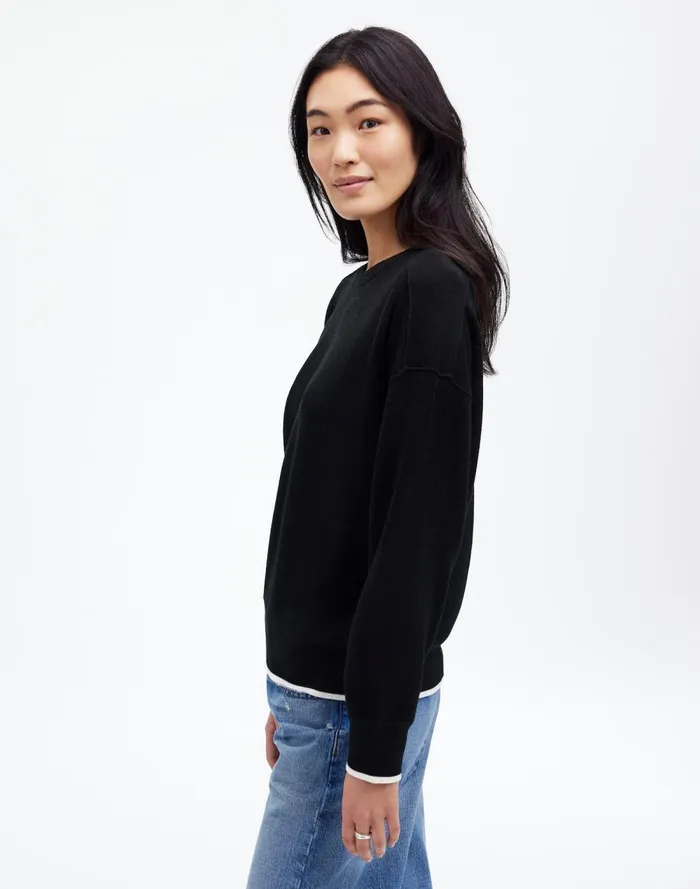 Women Sweaters Madewell Merino Wool Pullover Sweater True Black Combo