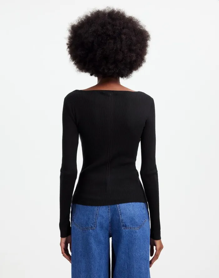Women Sweaters Madewell Merino WoolSilk Blend Scoopneck Sweater True Black
