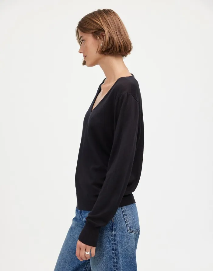 Women Sweaters Madewell Merino WoolSilk Blend VNeck Sweater True Black