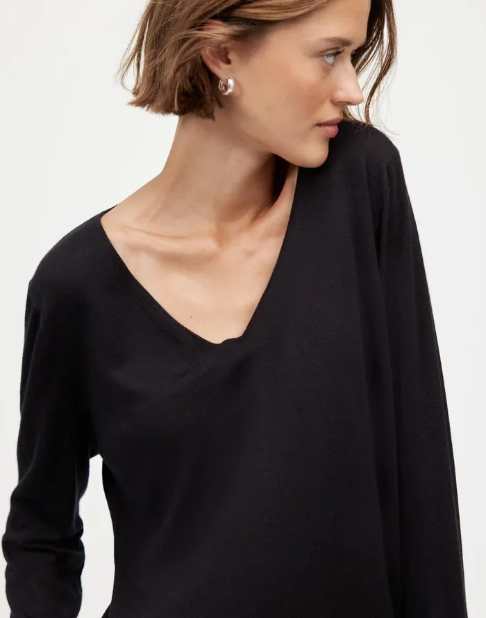 Women Sweaters Madewell Merino WoolSilk Blend VNeck Sweater True Black
