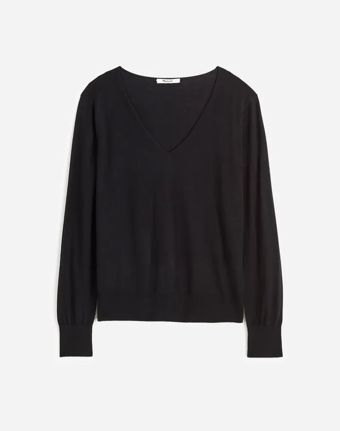 Women Sweaters Madewell Merino WoolSilk Blend VNeck Sweater True Black