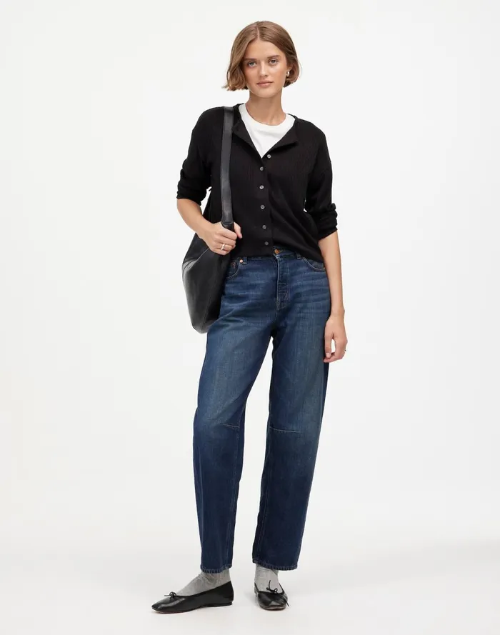 Women Sweaters Madewell Relaxed ButtonFront Cardigan Jet Black