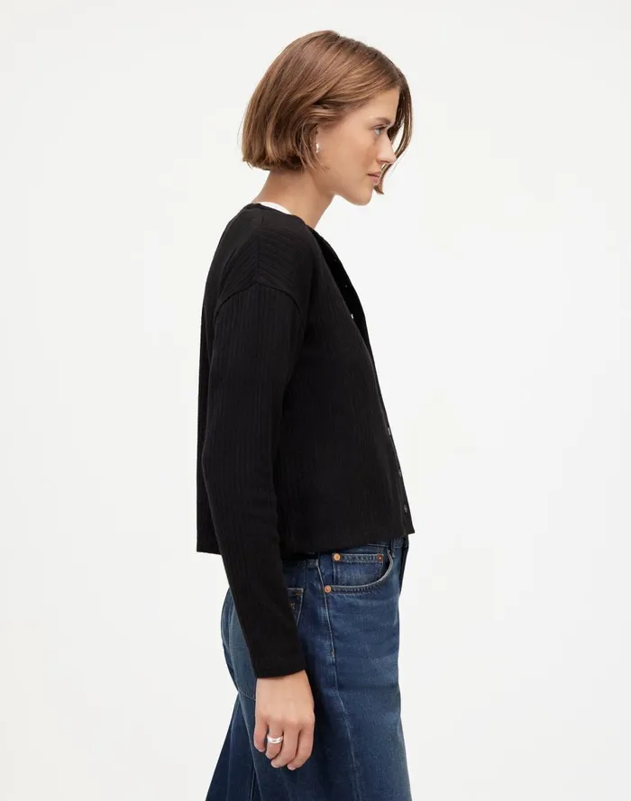 Women Sweaters Madewell Relaxed ButtonFront Cardigan Jet Black