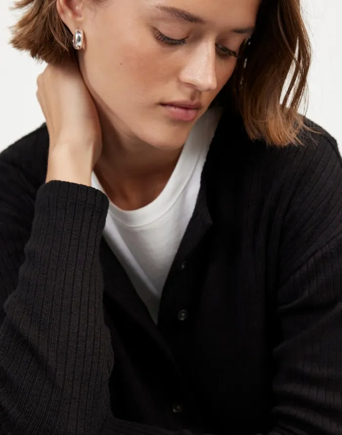 Women Sweaters Madewell Relaxed ButtonFront Cardigan Jet Black