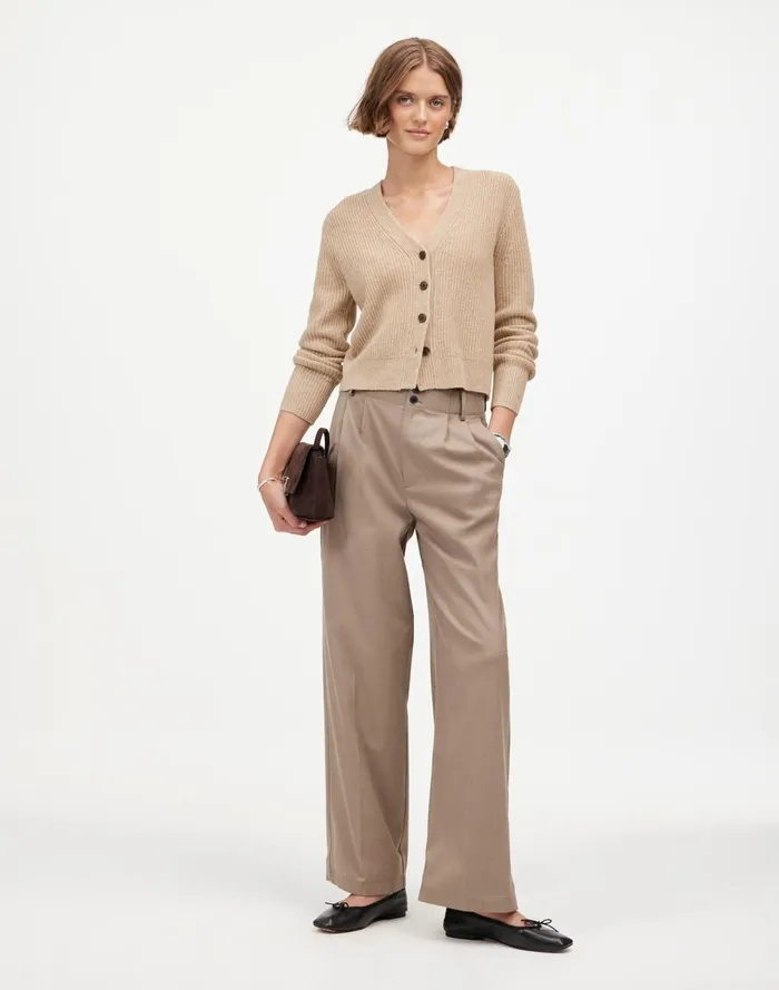 Women Sweaters Madewell SoftWool ButtonFront Cardigan Heather Oatmeal