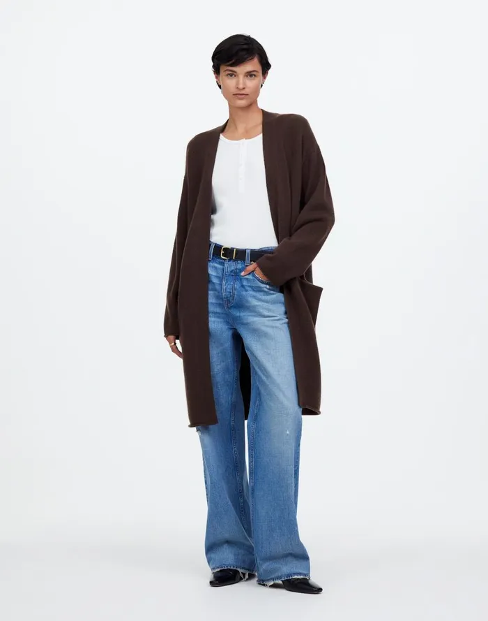 Women Sweaters Madewell WoolBlend Duster Cardigan Sweater Dark Carob