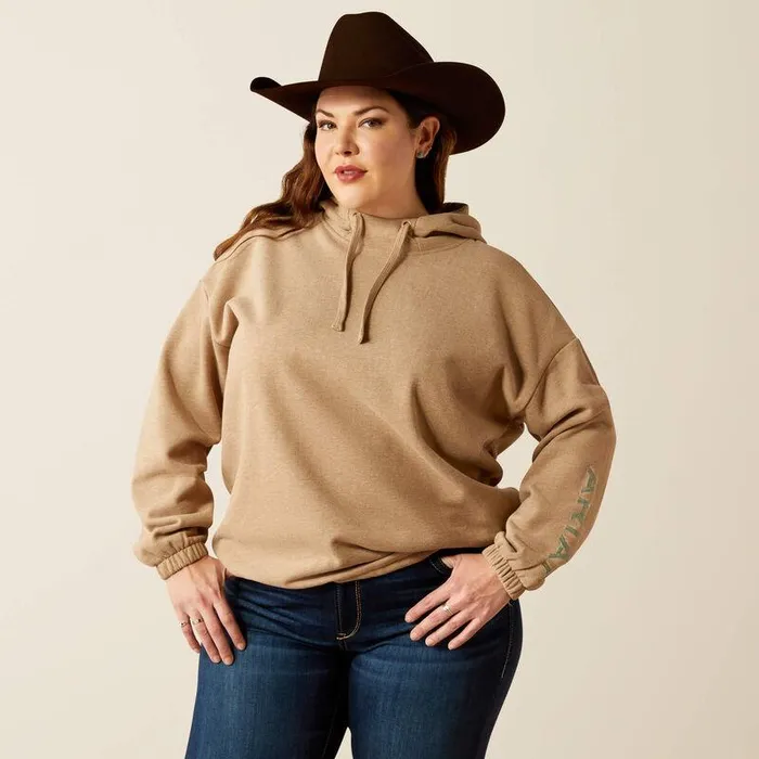 Women Sweatshirts and Hoodies Ariat Essential Logo Hoodie Dark Oatmeal Women Sweatshirts and Hoodies Ariat Essential Logo Hoodie Dark Oatmeal