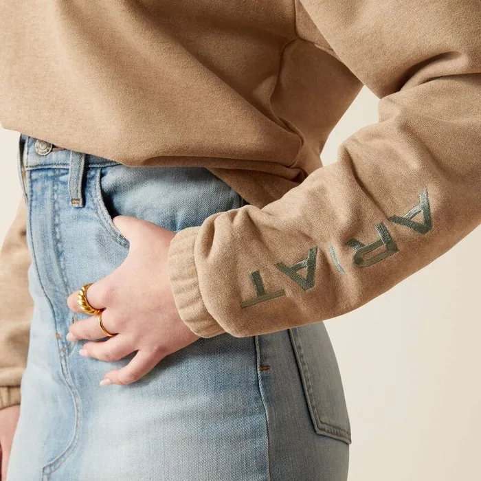 Women Sweatshirts and Hoodies Ariat Essential Logo Hoodie Dark Oatmeal Women Sweatshirts and Hoodies Ariat Essential Logo Hoodie Dark Oatmeal