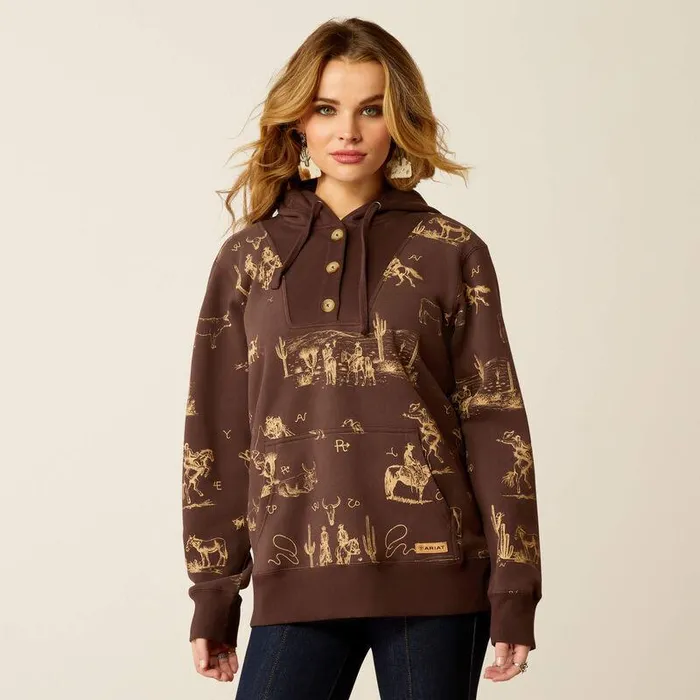 Women Sweatshirts and Hoodies Ariat Ranchin Hoodie Ranchin Print
