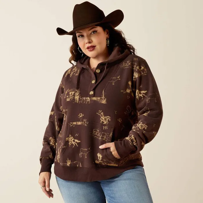 Women Sweatshirts and Hoodies Ariat Ranchin Hoodie Ranchin Print Women Sweatshirts and Hoodies Ariat Ranchin Hoodie Ranchin Print