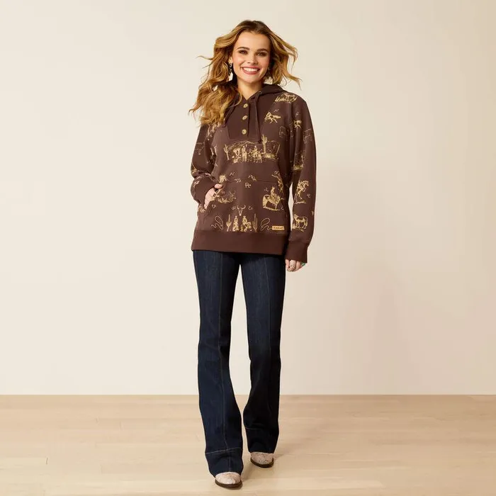 Women Sweatshirts and Hoodies Ariat Ranchin Hoodie Ranchin Print Women Sweatshirts and Hoodies Ariat Ranchin Hoodie Ranchin Print