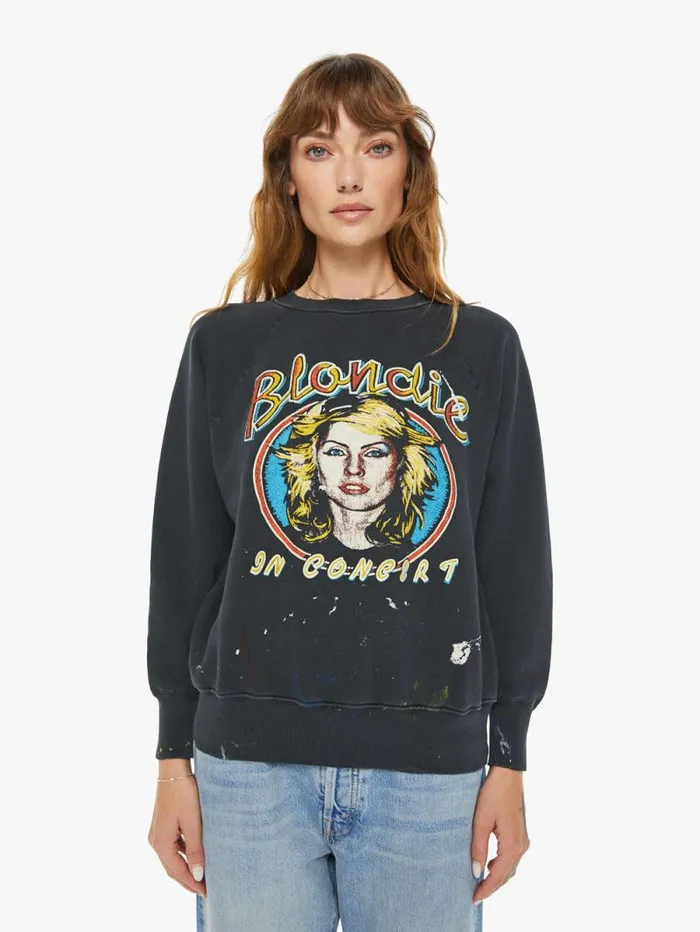 Women Sweatshirts Mother Denim Blondie Shrunken Sweatshirt Black charcoal