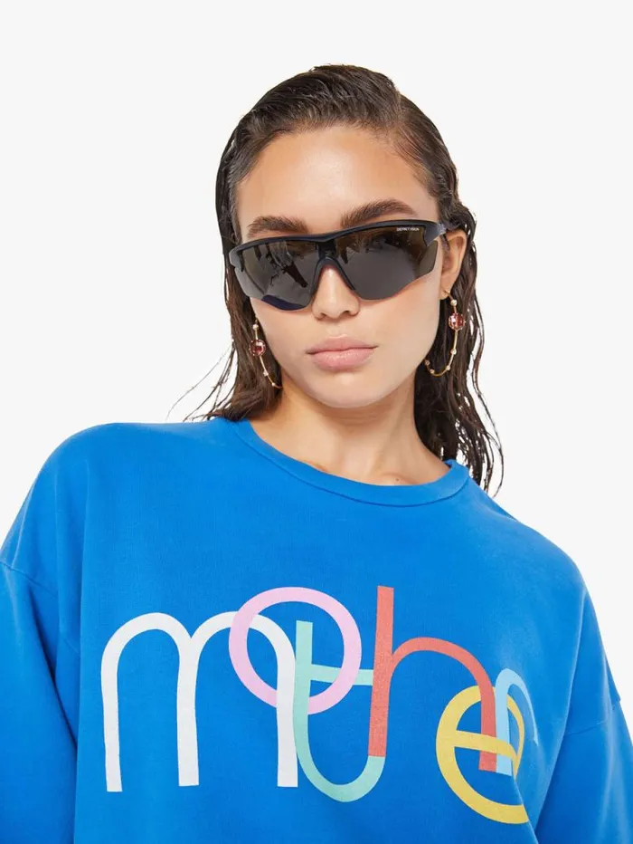 Women Sweatshirts Mother Denim The Drop Square Blue turquoiseaqua
