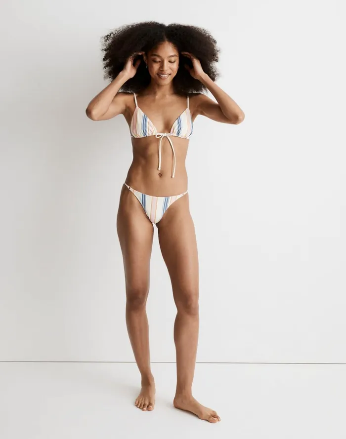 Women Swim Madewell Madewell X OOKIOH Goa Bikini Bottom In Cabana Stripe Cabana Stripe