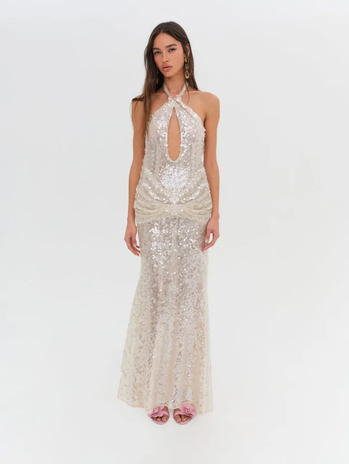 Women Sydney Sequin Maxi Dress Neutral For Love and Lemons Dresses