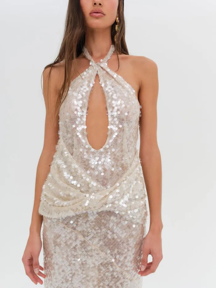 Women Sydney Sequin Maxi Dress Neutral For Love and Lemons Dresses Women Sydney Sequin Maxi Dress Neutral For Love and Lemons Dresses