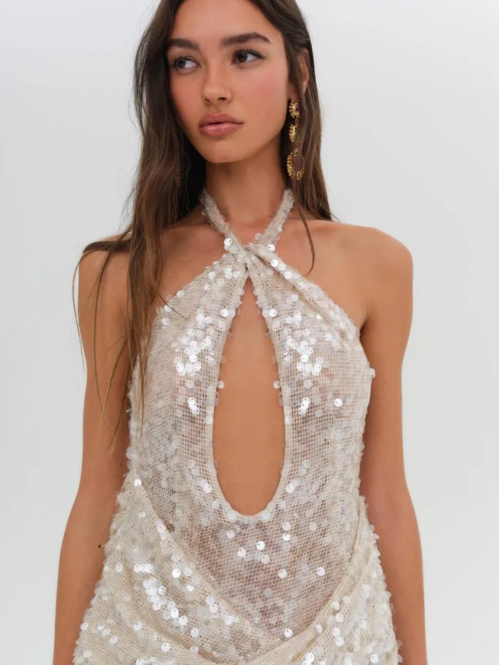 Women Sydney Sequin Maxi Dress Neutral For Love and Lemons Dresses Women Sydney Sequin Maxi Dress Neutral For Love and Lemons Dresses