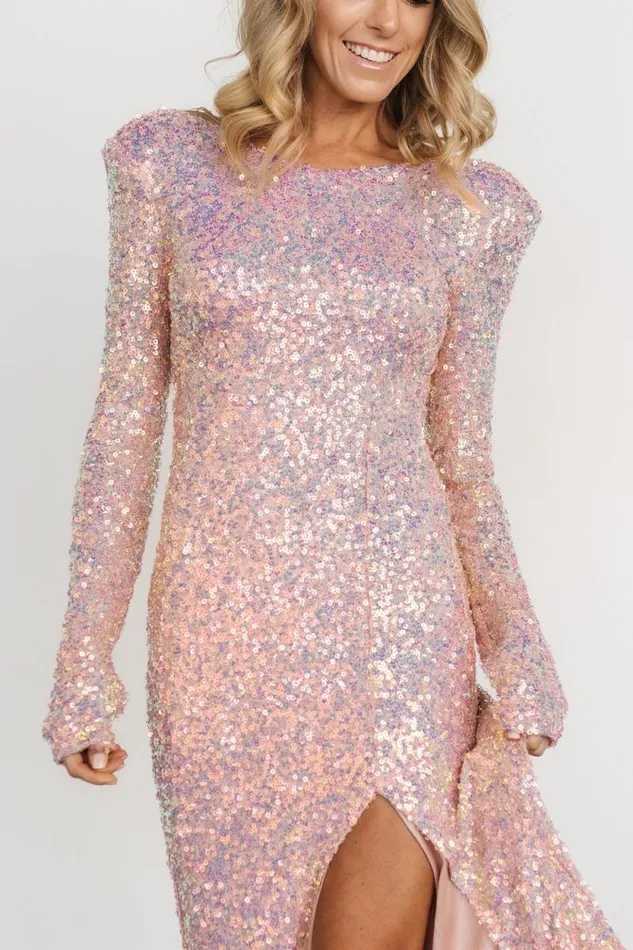 Women Sylvia Sequin Gown Iridescent Pink Baltic Born Embellished and Sequined Women Sylvia Sequin Gown Iridescent Pink Baltic Born Embellished and Sequined