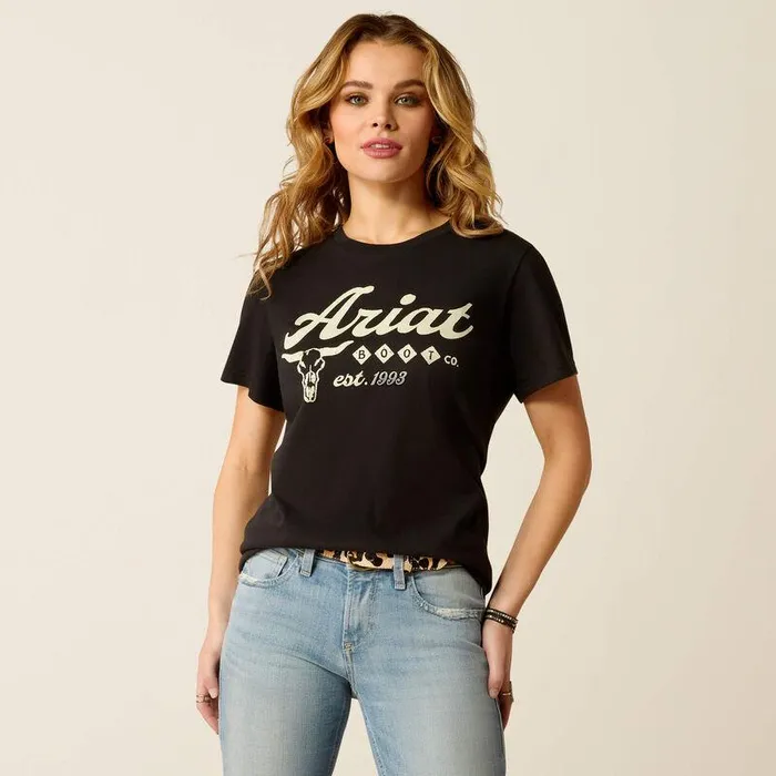 Women TShirts and Tops Ariat Ariat Established Boot Co TShirt Black