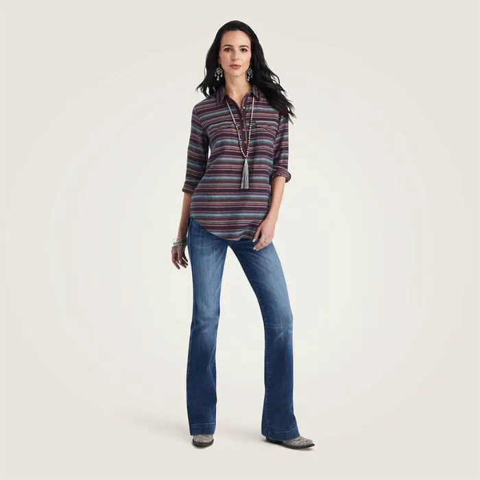 Women TShirts and Tops Ariat REAL Billie Jean Popover Shirt Roadside Stripe Women TShirts and Tops Ariat REAL Billie Jean Popover Shirt Roadside Stripe