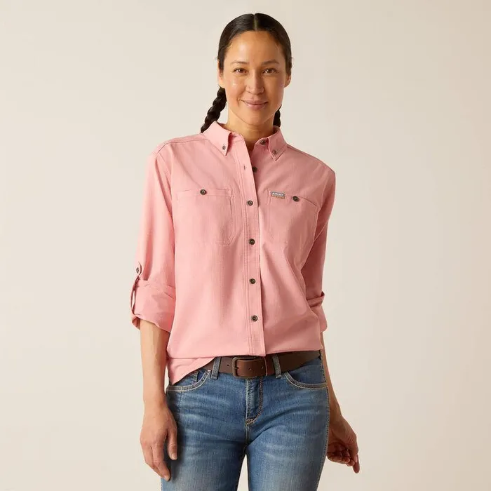 Women TShirts and Tops Ariat Rebar Made Tough 360 Airflow DuraStretch Work Shirt Mauveglow