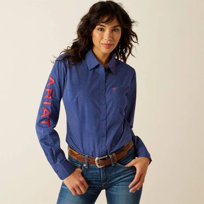 Women TShirts and Tops Ariat Team Kirby Stretch Shirt Cobalt Geo