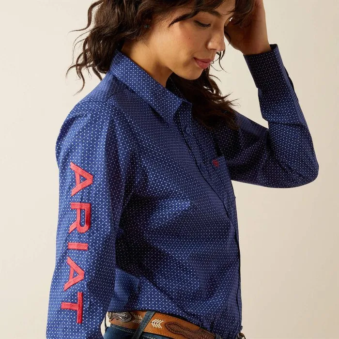 Women TShirts and Tops Ariat Team Kirby Stretch Shirt Cobalt Geo Women TShirts and Tops Ariat Team Kirby Stretch Shirt Cobalt Geo