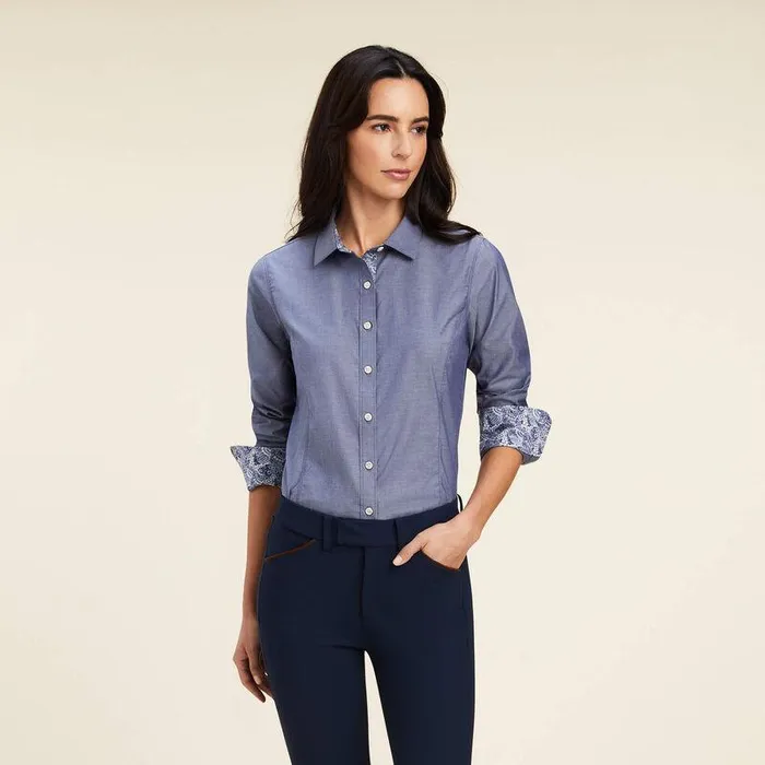 Women TShirts and Tops Ariat Tomales Shirt Navy Pinpoint