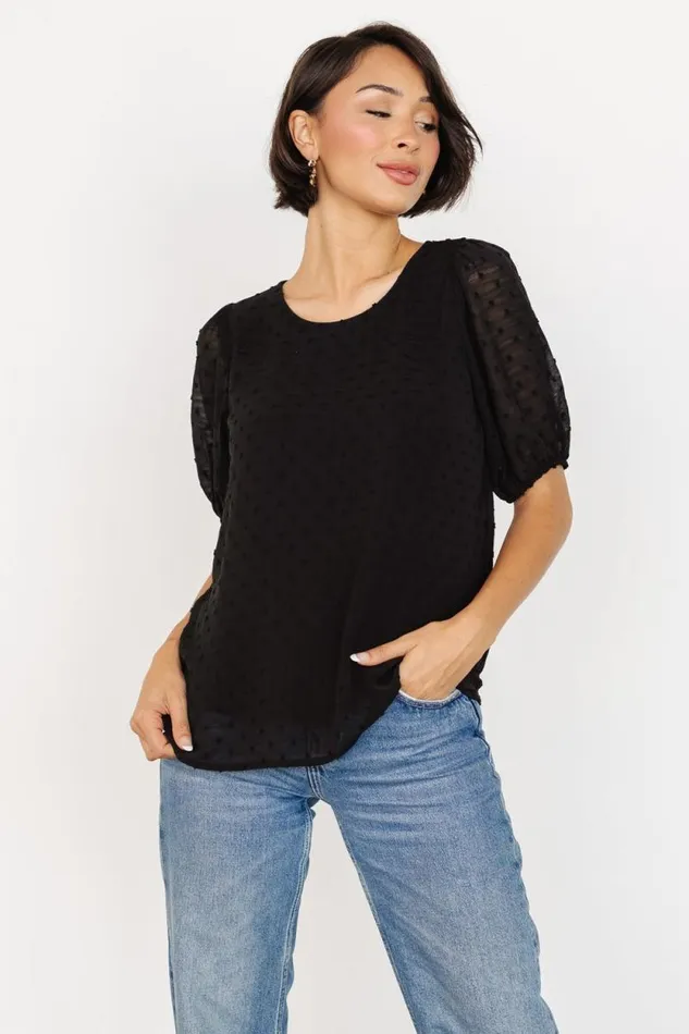 Women Tawnie Swiss Dot Top Black Baltic Born Blouses and Shirts