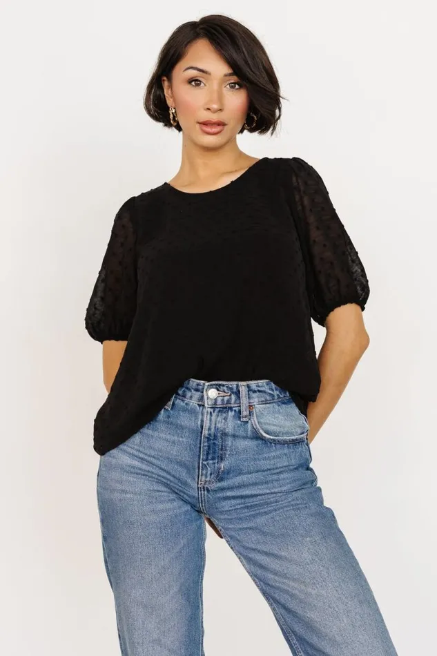 Women Tawnie Swiss Dot Top Black Baltic Born Blouses and Shirts Women Tawnie Swiss Dot Top Black Baltic Born Blouses and Shirts