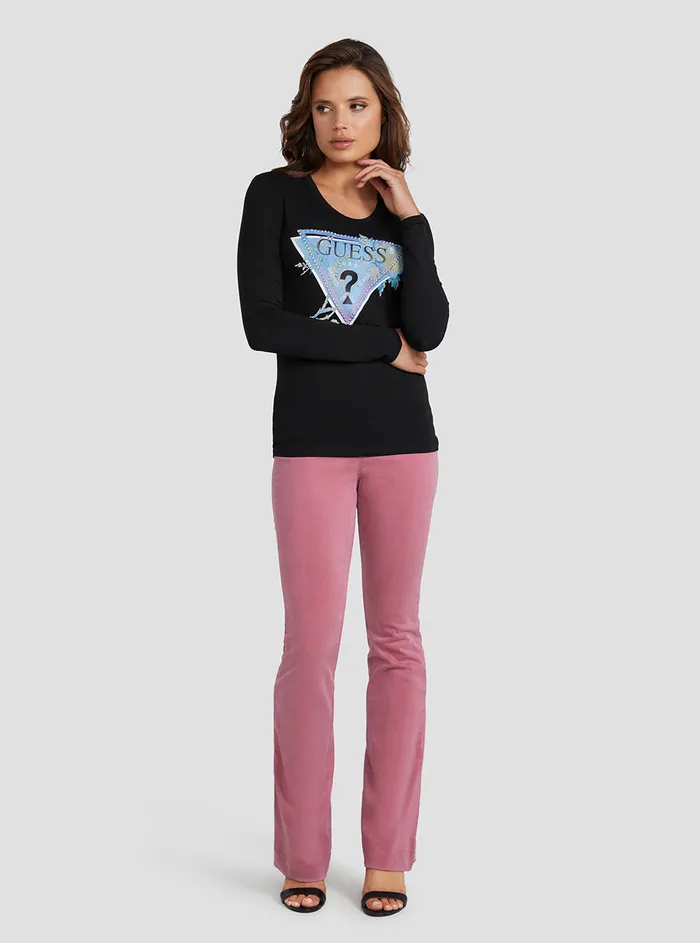 Women Tees and Tanks GUESS Eco Black Alva Logo Tshirt Women Tees and Tanks GUESS Eco Black Alva Logo Tshirt