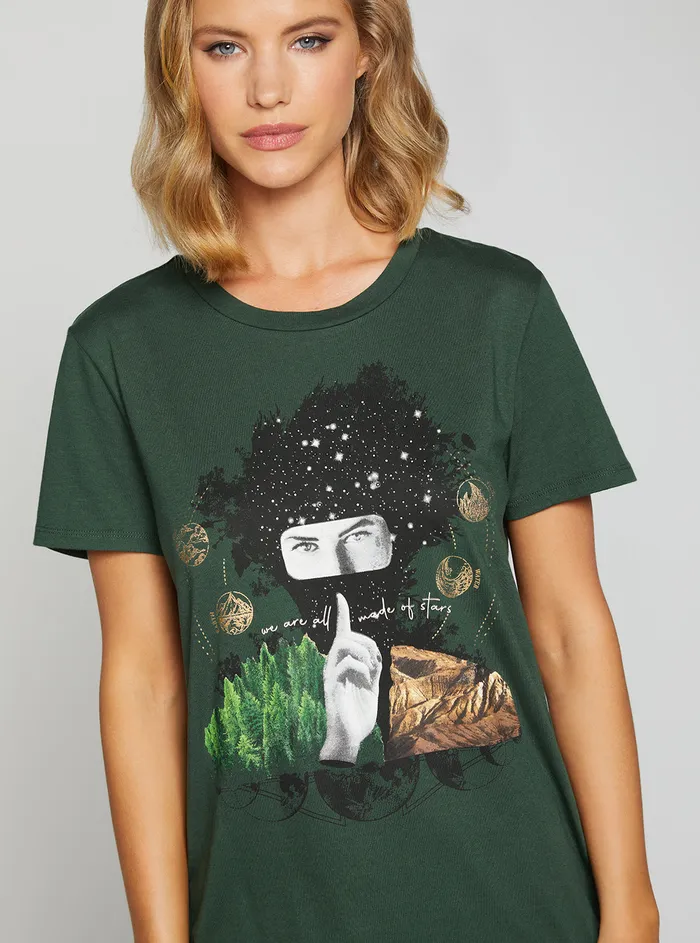 Women Tees and Tanks GUESS Eco Green Made Of Stars Tshirt Women Tees and Tanks GUESS Eco Green Made Of Stars Tshirt