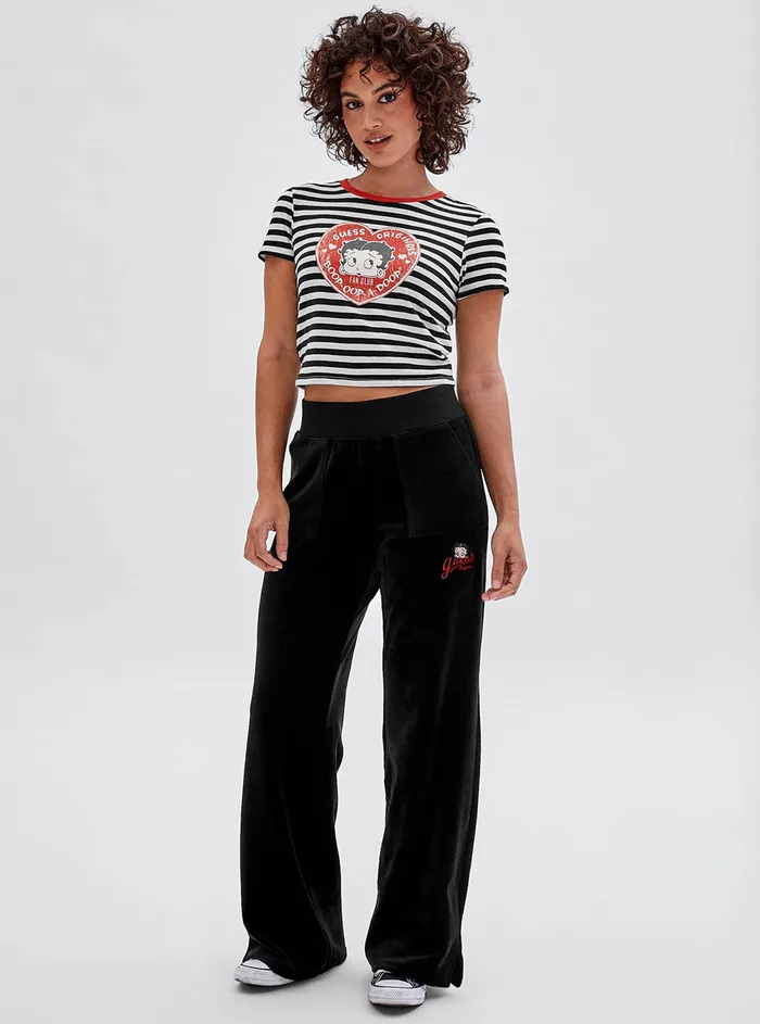 Women Tees and Tanks GUESS Guess Originals X Betty Boop Black Striped Baby Tshirt Women Tees and Tanks GUESS Guess Originals X Betty Boop Black Striped Baby Tshirt