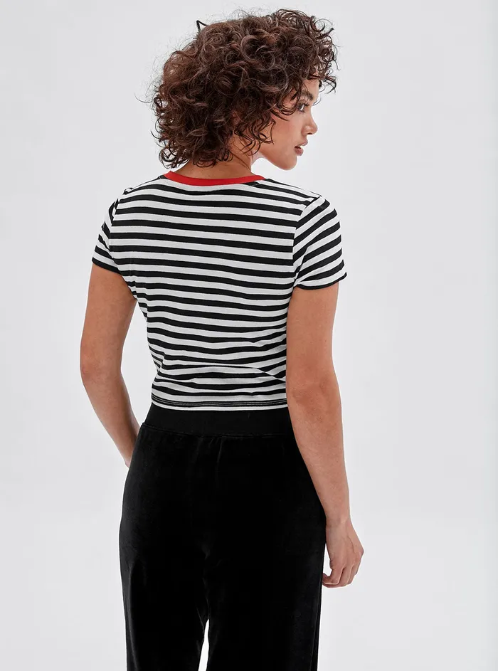 Women Tees and Tanks GUESS Guess Originals X Betty Boop Black Striped Baby Tshirt Women Tees and Tanks GUESS Guess Originals X Betty Boop Black Striped Baby Tshirt