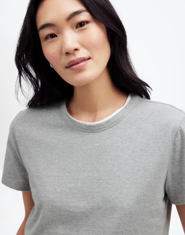 Women Tees Madewell Cotton Perfect Crewneck Tee Hthr Ash Grey