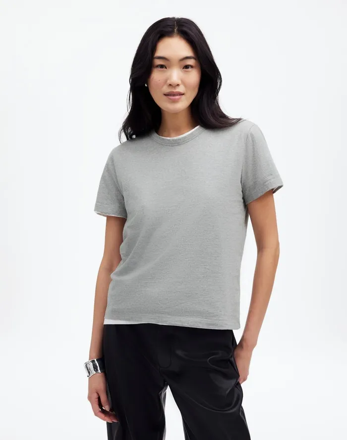 Women Tees Madewell Cotton Perfect Crewneck Tee Hthr Ash Grey
