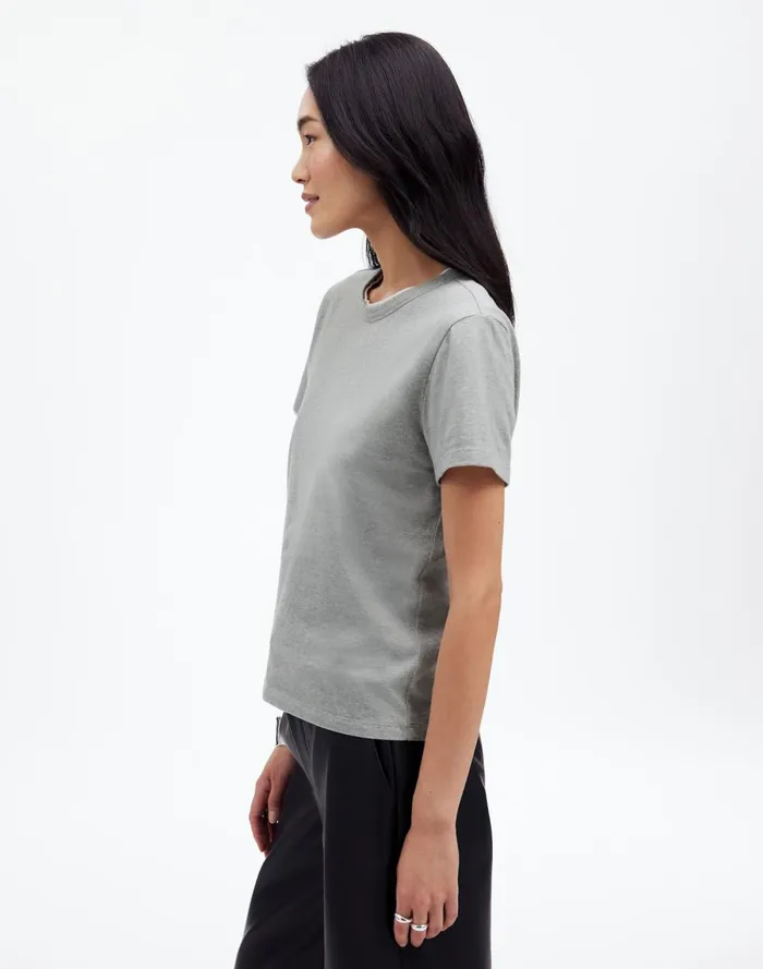 Women Tees Madewell Cotton Perfect Crewneck Tee Hthr Ash Grey