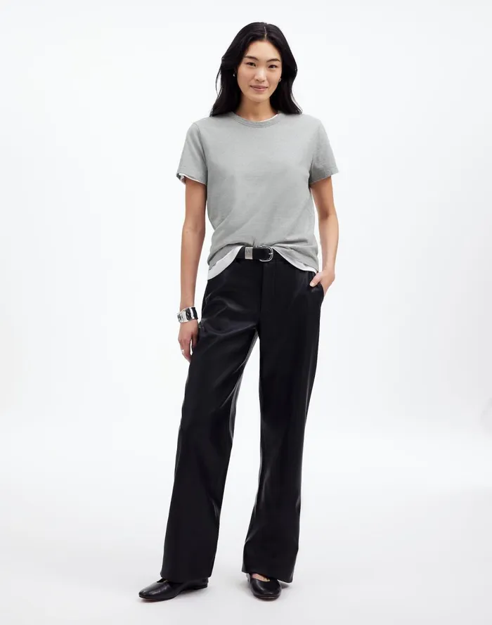 Women Tees Madewell Cotton Perfect Crewneck Tee Hthr Ash Grey