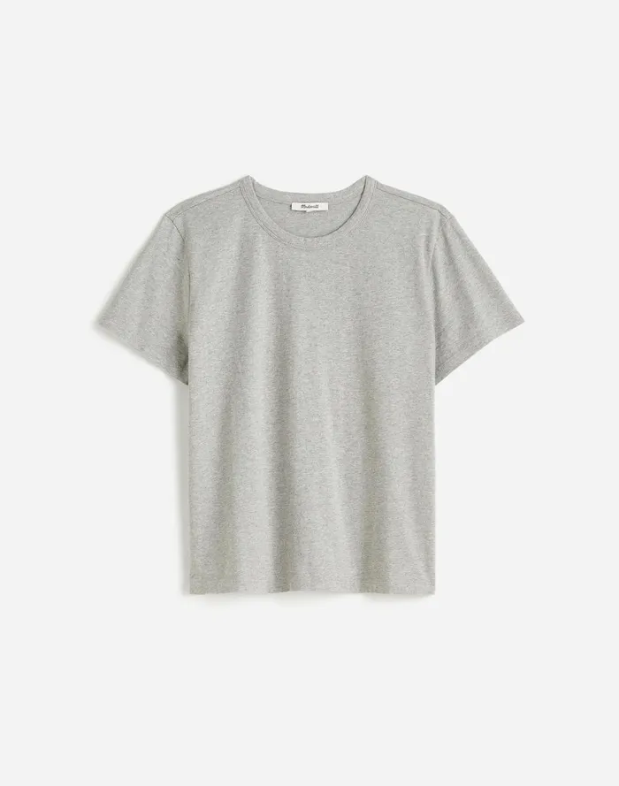 Women Tees Madewell Cotton Perfect Crewneck Tee Hthr Ash Grey