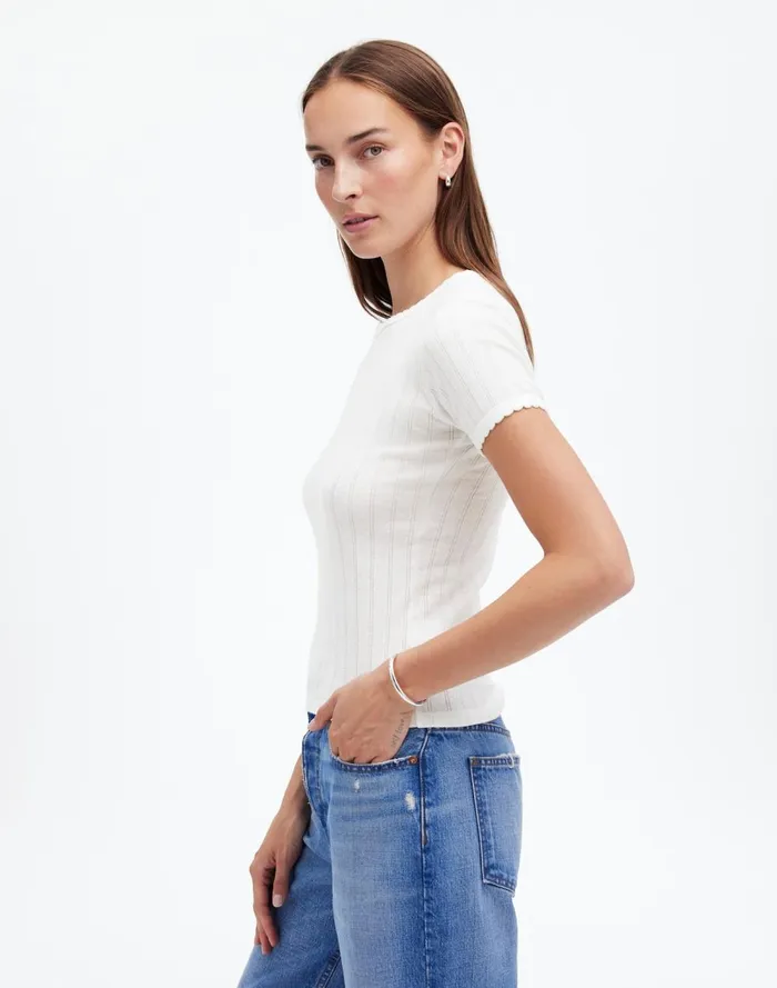Women Tees Madewell Madewell X LESET Pointelle SlimFit Tee White