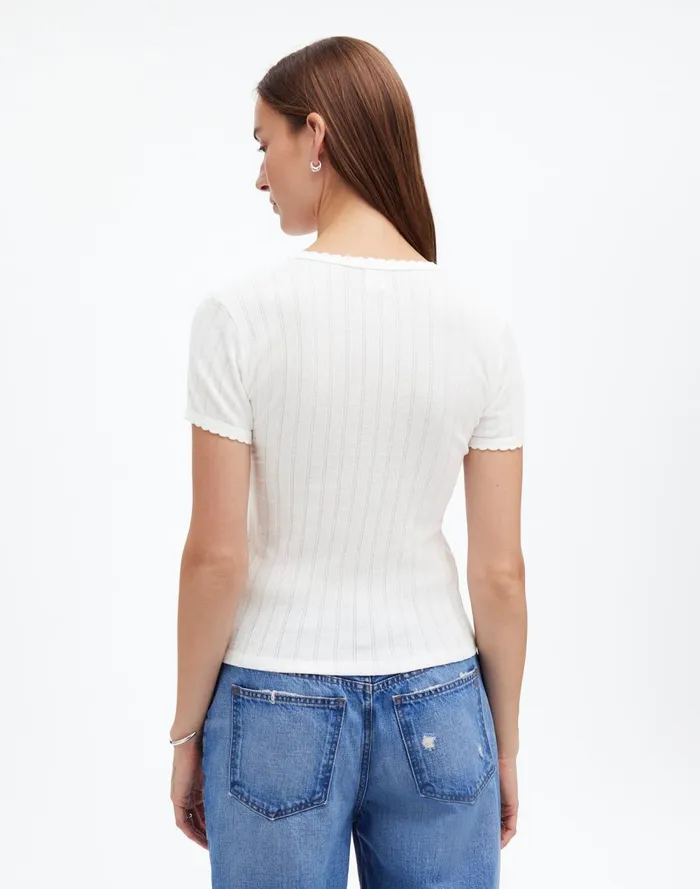 Women Tees Madewell Madewell X LESET Pointelle SlimFit Tee White