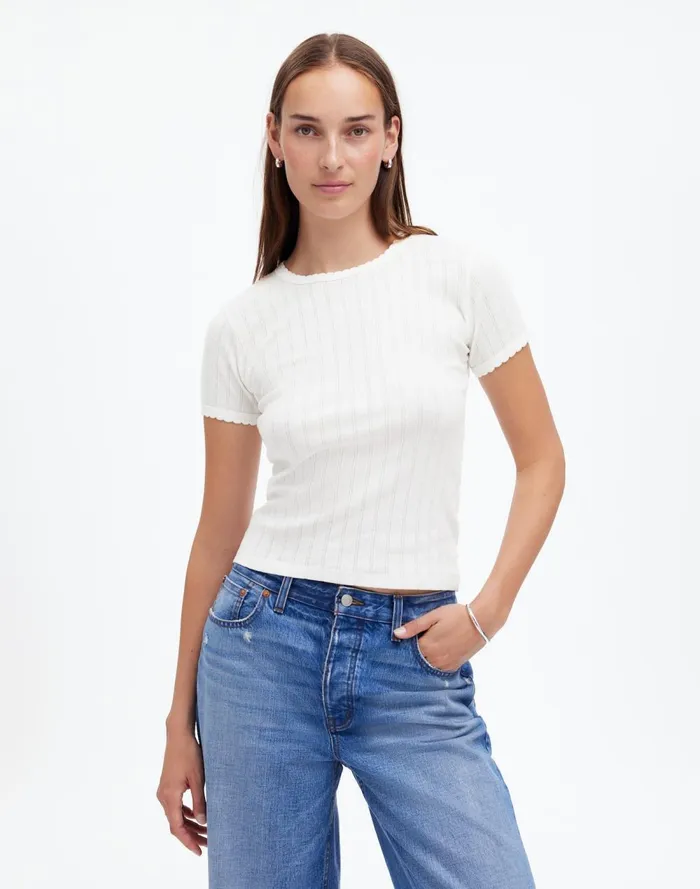 Women Tees Madewell Madewell X LESET Pointelle SlimFit Tee White