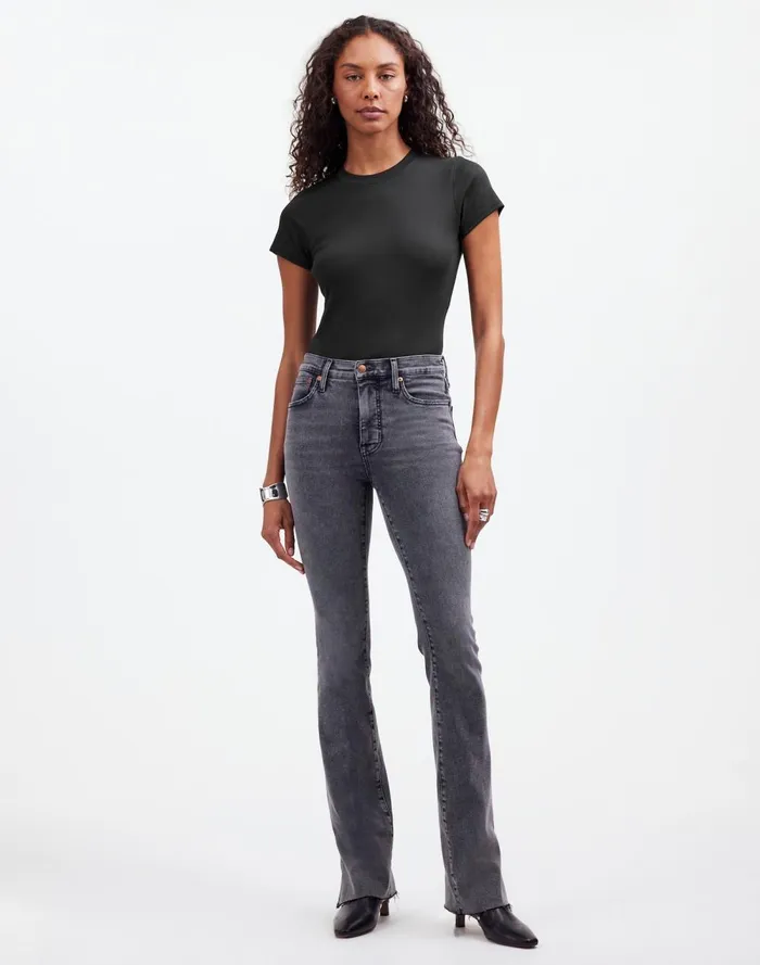 Women Tees Madewell Regenerative Cotton Ribbed Crewneck Tee Jet Black
