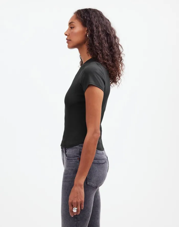 Women Tees Madewell Regenerative Cotton Ribbed Crewneck Tee Jet Black