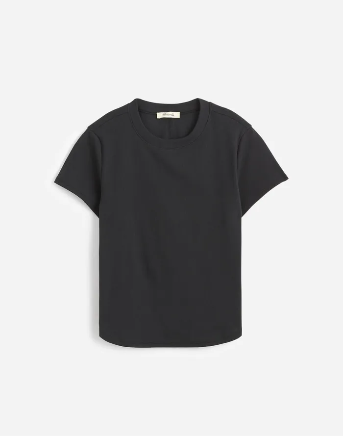 Women Tees Madewell Regenerative Cotton Ribbed Crewneck Tee Jet Black